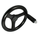 Black 18mm x 200mm 3 spoke handwheel with rotating handle A5H2
