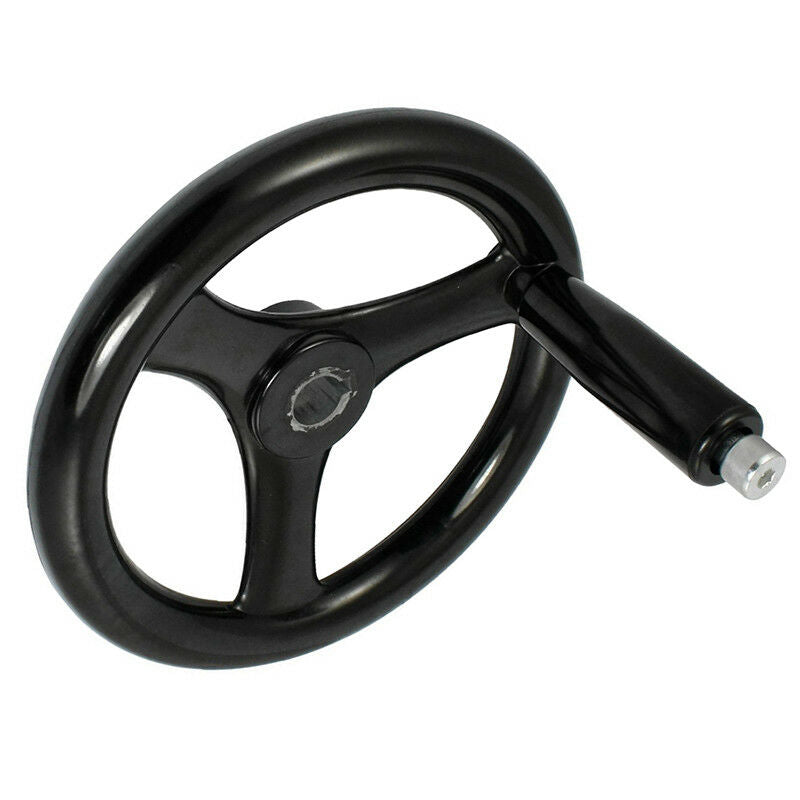 Black 18mm x 200mm 3 spoke handwheel with rotating handle A5H2