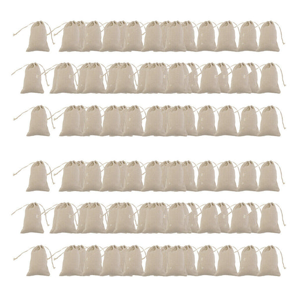 100x Linen Bag - (10x14cm) Reusable Linen Bag for