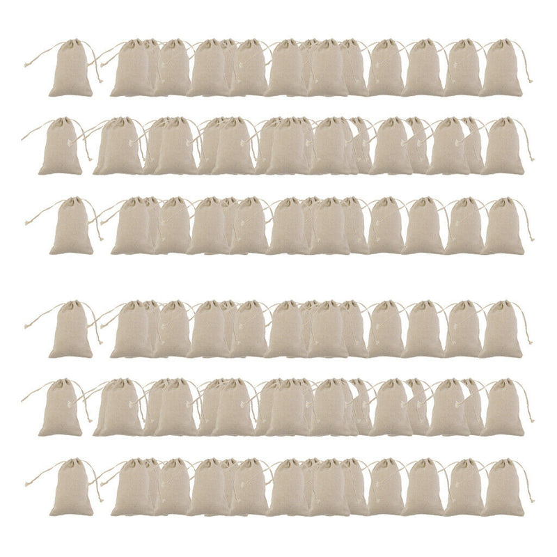 100x Linen Bag - (10x14cm) Reusable Linen Bag for