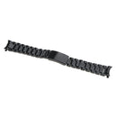 Stainless Steel Bracelet Watch Band Strap Curved End Solid Links Black 20mm