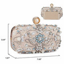 Women Noble Crystal Beaded Evening Bag Wedding Clutch Purse(Apricot)