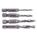 4pcs 1/4" Hex Shank HSS Metric Hand Screw Thread Tap Taper & Drill Bits Tool