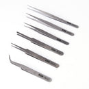 6 pcs All Purpose Precision Tweezer Set Stainless Steel Anti Static Tool Kit M&O