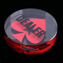 Crystal Dealer Poker Buttons - Transparent with Black Words, HEART Pattern