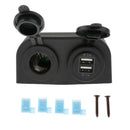 Car Motorcycle Marine 12V Plug Power Outlet Dual USB Charger Socket + wires
