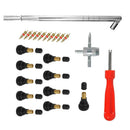 23pcs/set Valve Cores+Valve Stems+Core Remover+Metal Stem Puller+4 Way Tool Kits