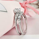 2pcs Zircon Rings Women Romantic Lovers Wedding Engagement Jewelry (US 6) A