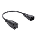 1ft IEC 320 C14 Male Plug to NEMA 5-15R 3 Prong Female PC Power Adapter Cab