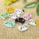 100pcs Animal Cat Wooden Button Sewing Scrapbooking DIY Craft Colorful 2 Ho