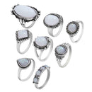 8pcs Retro Women Irregular Rhinestone Water Drop Knuckle Rings Jewelry Set