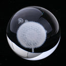 60mm Inner Carving Dandelion Crystal Ball Paperweight Fengshui Home Decor