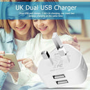 Portable Dual 2 Port USB Charger UK Plug 2.4A+1A Phone Travel Wall Adapter