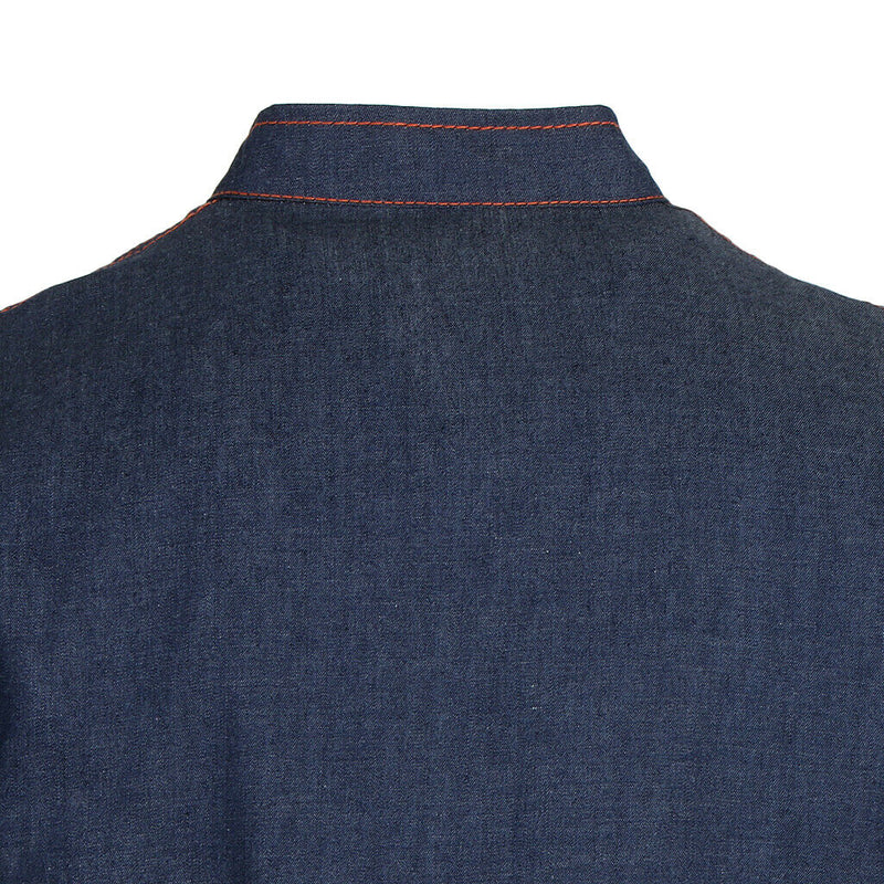 Unisex Denim Chef Jacket Coat Short Sleeves Shirt Kitchen Uniform Blue M