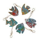 5pcs DIY Cartoon Fish Diamond Painting Keyring Cross Stitch Keychain Decor