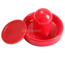 4Pcs Air Hockey Table Goalies with 4pcs Puck Felt Pusher Mallet Grip Red
