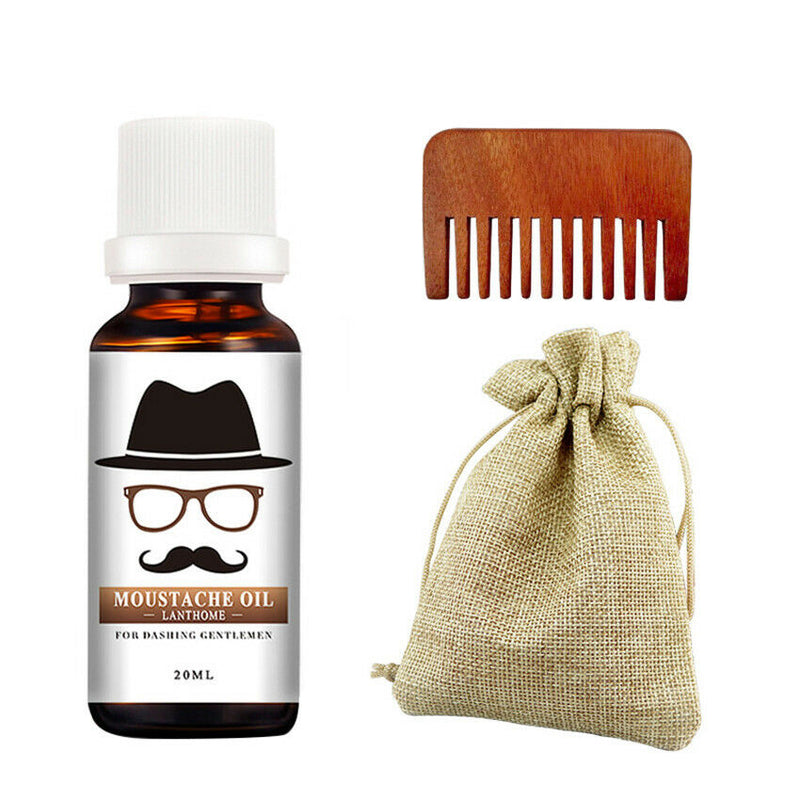 Beard Oil Comb Brush Beard Care Kit Mustache Grooming Travel Bag Set for Men