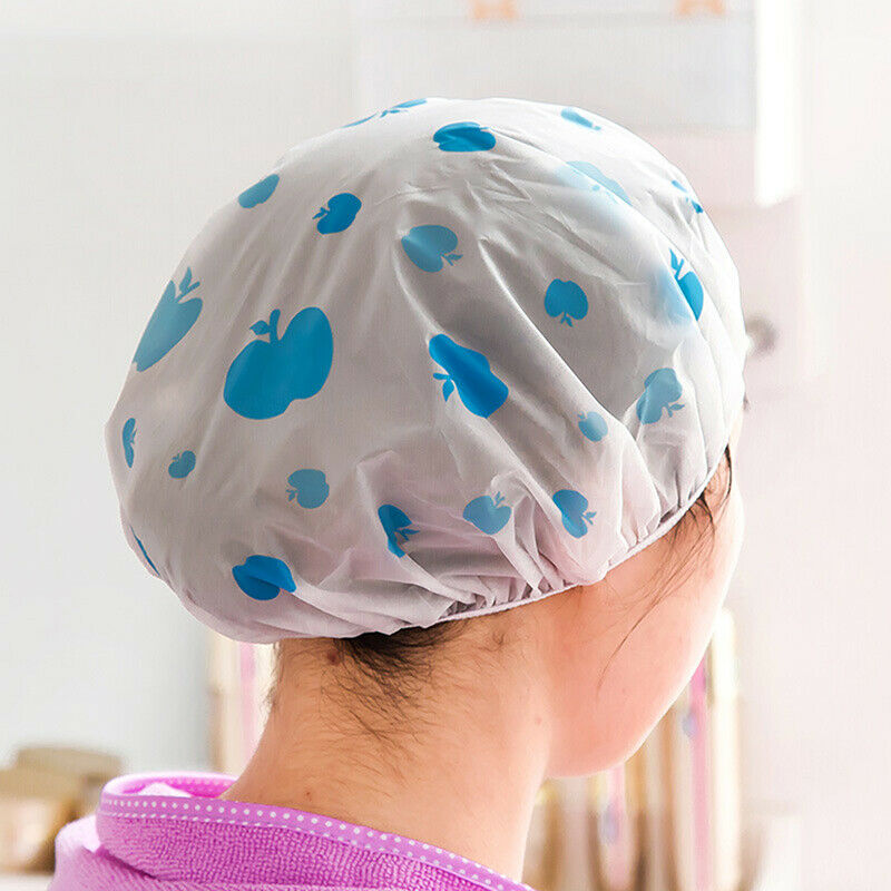 1 x Random Waterproof Shower Cap Thicken Saunas Bath Hat kids Hair Bathing C JR