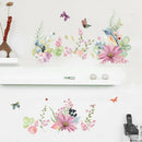 Flowers Background Wall Stickers Removable Creative Self-Adhesive Watercolo