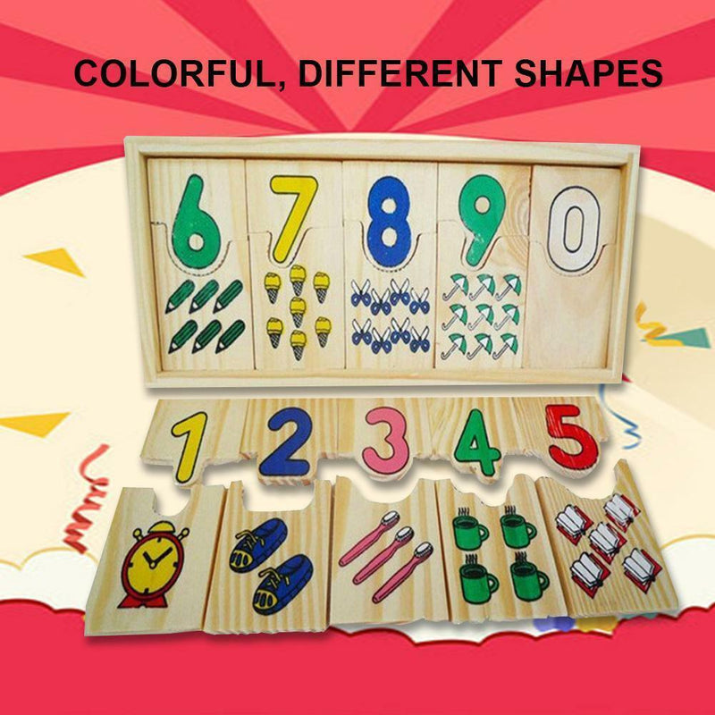 Number Colour Kids Toys Wooden Educational Jigsaws Matching Puzzle