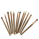 12pcs Professional Eye Makeup Brushes Set Eyeshadow Eyeliner Tool (Brown) A