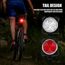 USB Rechargeable Bike Light Set 4 Modes Front Light Rear Tail Warning Lamp