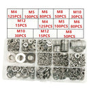 800Pcs/Set Flat/Elastic Gasket M4 M5 M6 M8 M10 M12 304 Stainless Steel Shel M1F9