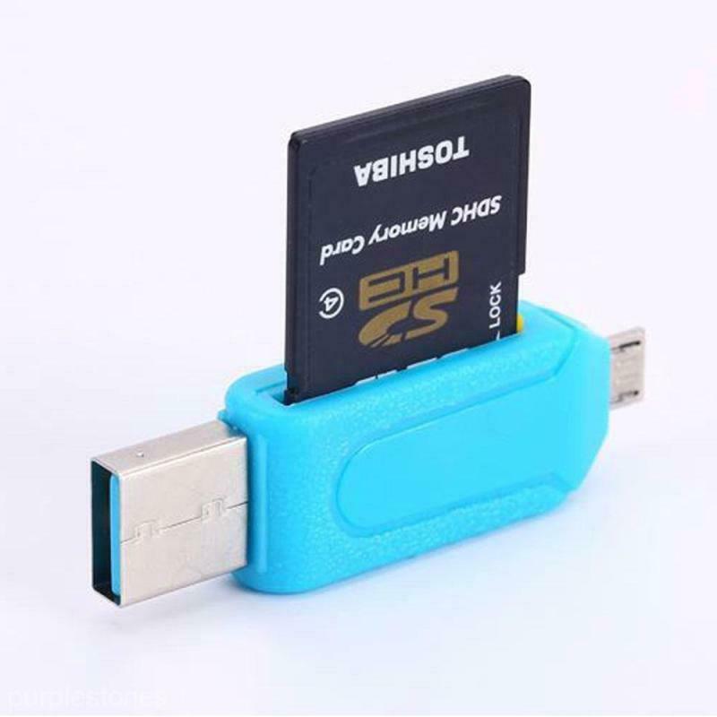 2-in-1 OTG SD Micro USB 2.0 T-Flash Memory Card Reader Adapter For Cell Phone&PC