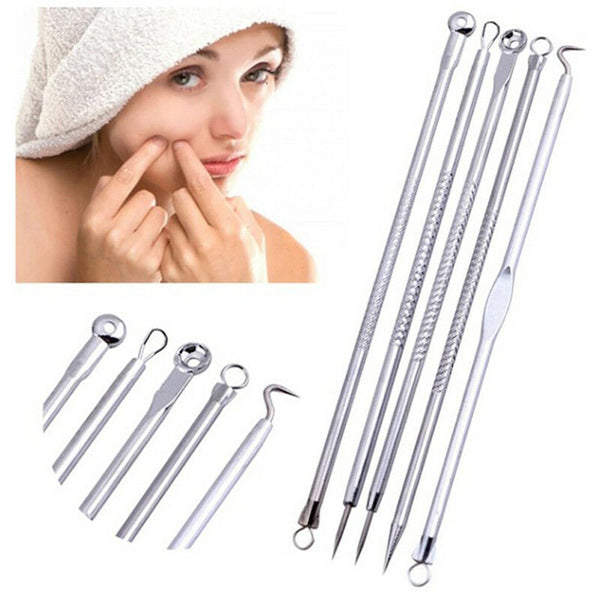 5x Blackhead Comedone Acne Blemish Remover Stainless Needles Remove Tool Kit Gw