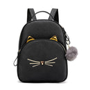Teenagers Backpack PU Leather Shoulder Bag School Bags Girls Cat Square Satc