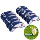 10Pcs Golf Head Cover Club Iron HeadCovers Protect Neoprene Deco set
