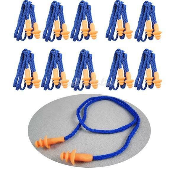 10pc Soft Silicone Cord Ear Plugs Reusable Anti Noise Snore Earplugs Great Sleep