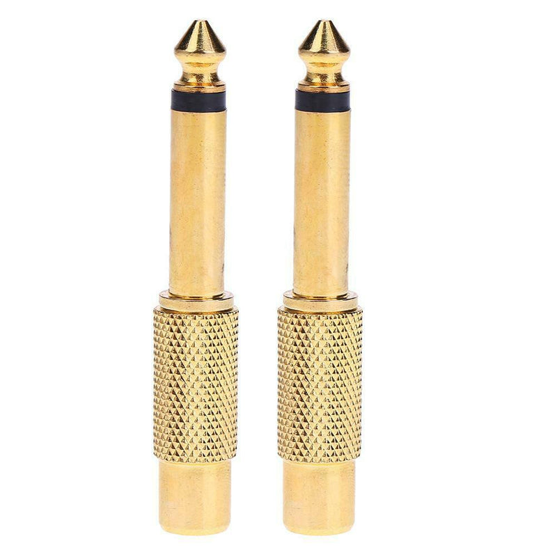 1pc 6.35mm 1/4in Mono Male Jack to RCA Female Plug Audio Adapter Connector