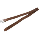 Men Leather Braided Elastic Stretch Metal Buckle Belt Waistband Brown A6Z2