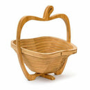Wooden Collapsible Apples Shape Basket Kitchen Fruits Vegetable Storage Bas M3Y1