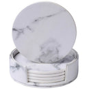 6 Pcs Coasters Marble Pu Leather Round Heat Insulation Table Placemat Drink X9M5