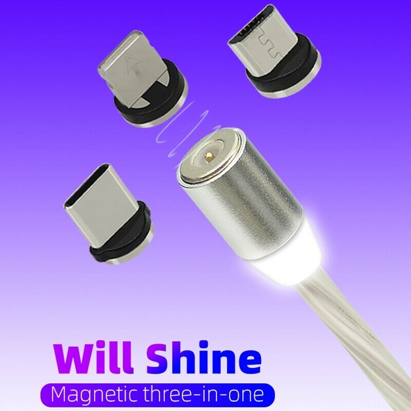 LED Flowing Magnetic Charger Cable Light Up Candy Moving Shining Charger Ph Q8P5