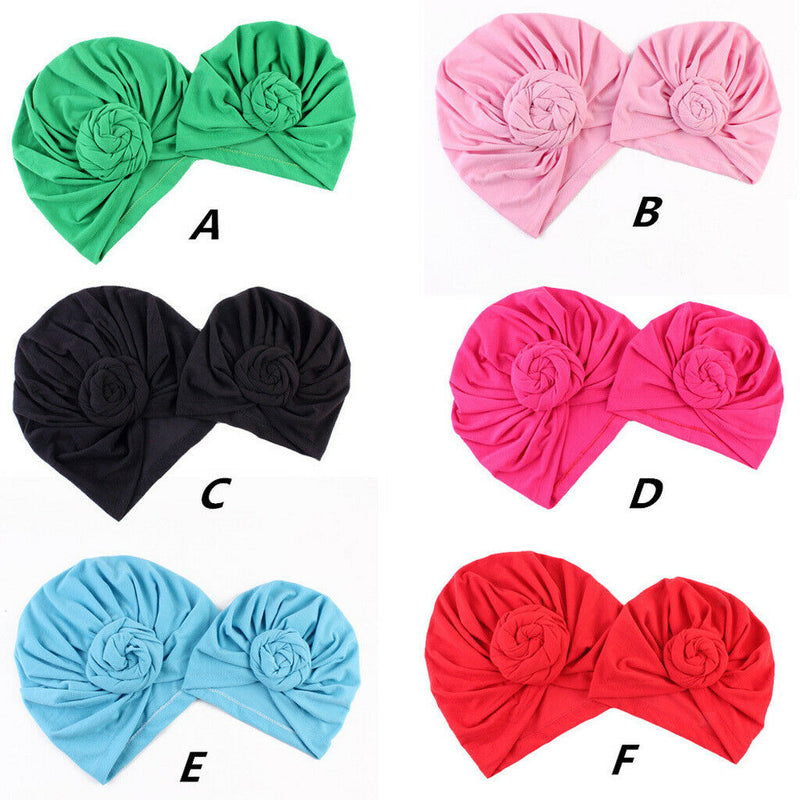 Mother and Baby Flower Turban Hat Mom and baby Top Hat set Toddler Black