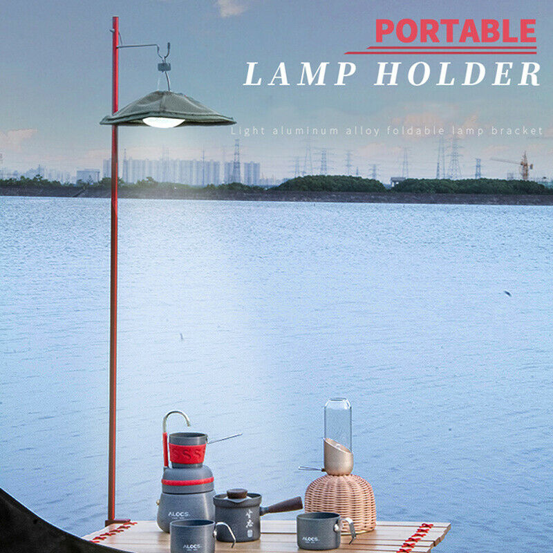 Folding Lamp Pole Hiking Camping Ultralight Tent Fixing Stand Light HolderB Kw