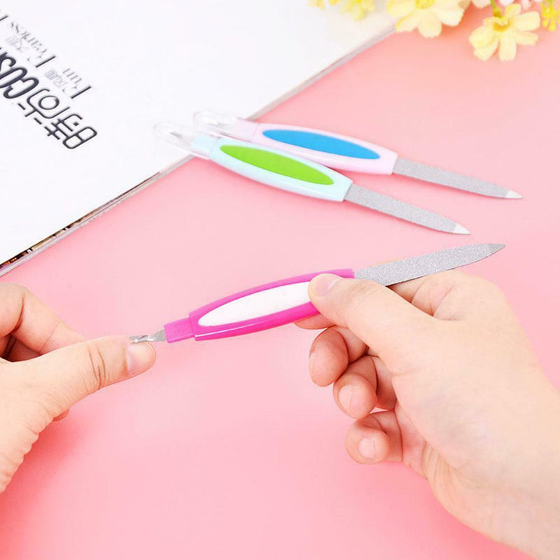 2-in-1 Nail File Cuticle Trimmer Pusher Callus Remover Double-Sided File