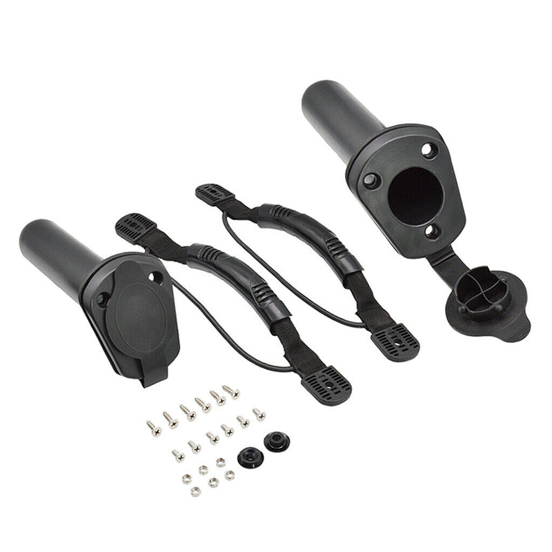 2pcs Durable Kayak Carry Handle & 2pcs Boat Fishing Rod Pole Holder with Cover