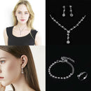 Rhinestone Crystal Necklace Bracelet Earrings Ring Wedding Bridal Jewellery Set