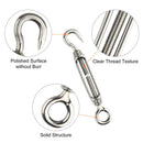 6x M4 Stainless Steel Turnbuckle Rope Wire Rigging Tension Tightener Hook