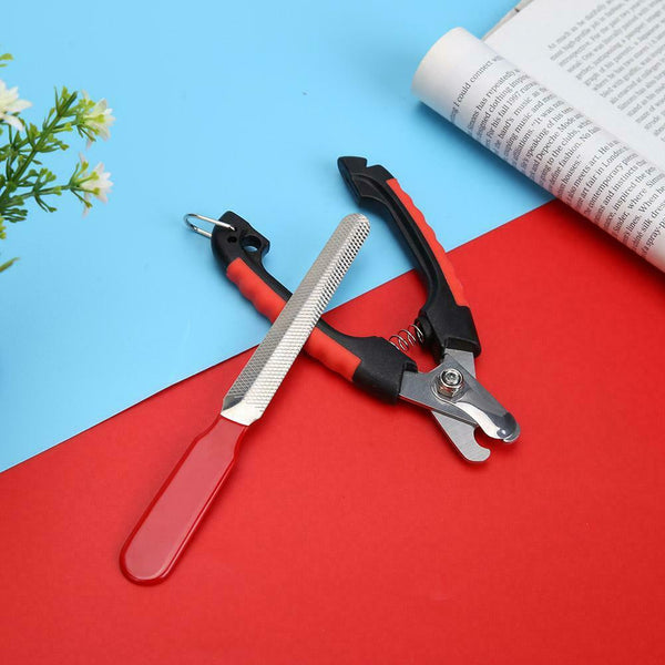 Stainless Steel Pet Nail Clipper Dog Cat Beauty Scissors Nail File (Red S)