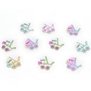 10 pcs wood sewing button scrapbooking crafts baby carriage mixed two holes BX