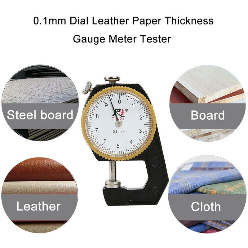 0-10mm 0.1mm Dial Leather Paper Thickness Gauge Meter Tester (Flat Head)