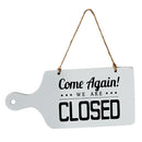 Open Closed Sign Welcome Wood Hanging Plaque for Door Window Bar Cafe White