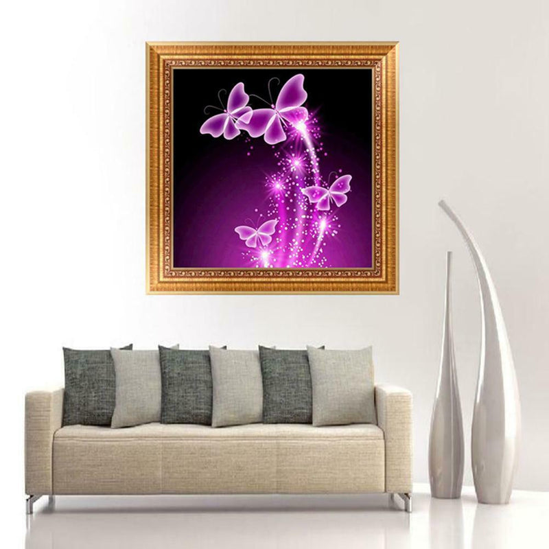 DIY 5D Diamond Embroidery Purple Butterfly Painting Cross Stitch Home Decor