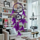 Double Ring Purple Feather Dream Catcher Wall Hanging Home Car Decor Craft