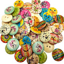 50pcs 20mm Wooden Sewing Buttons 2 Flat Holes Art Embellishments DIY Craft
